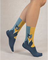 Chaussettes coton Chat Bleu bleu Foret