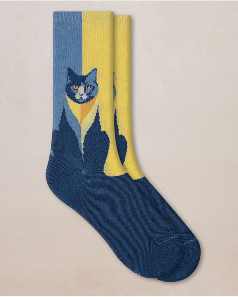 Chaussettes coton Chat Bleu bleu Foret