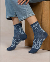 Chaussettes veloutées coton coraux Bleu Bleu Foret